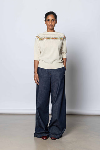 Embroidered Wool Sweater - Ecru