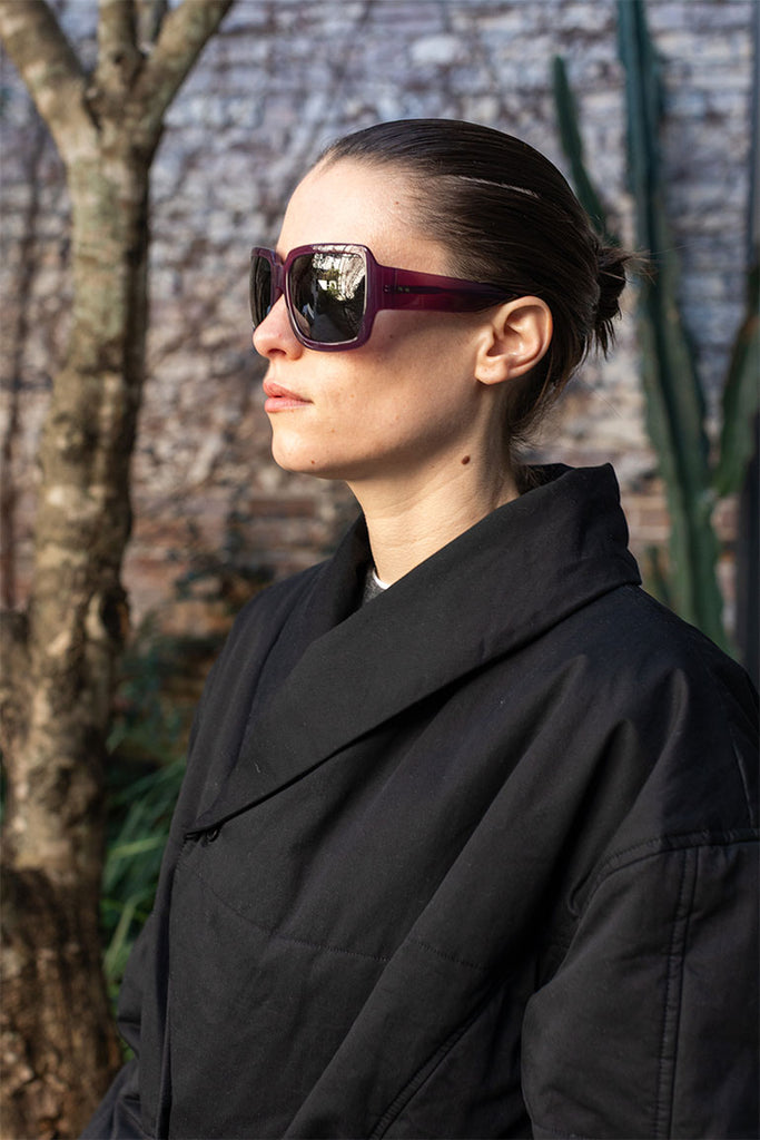 Dries Van Noten Oversized Acetate Sunglasses - Wine