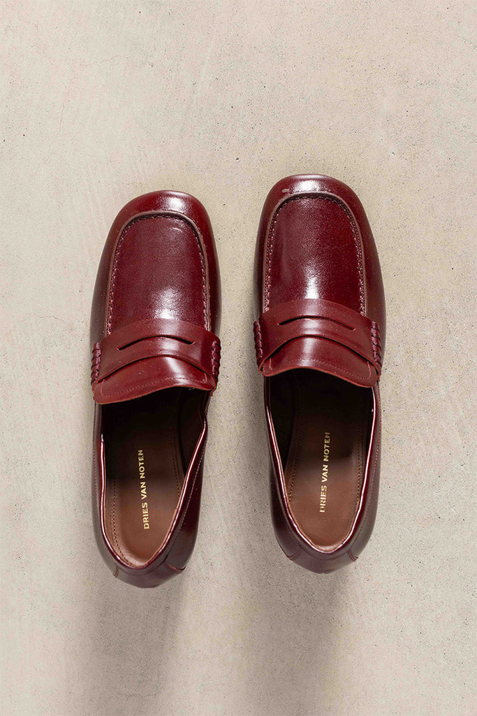 Dries Van Noten Heeled Leather Loafers - Red at Poepke.com