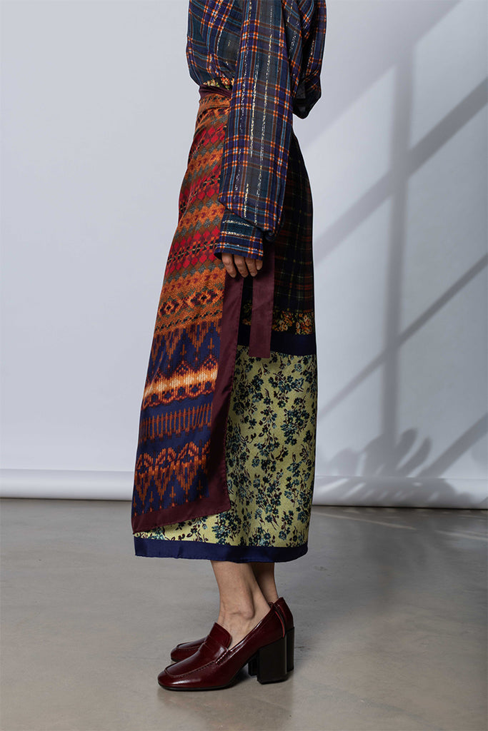 Dries Van Noten Long Wrap Scarf Skirt - Multi B at Poepke.com