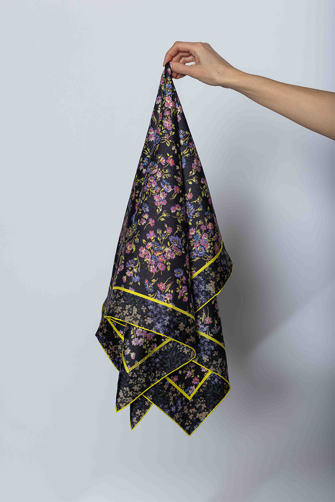 Dries Van Noten Silk Square Floral Scarf - Aubergine at Poepke.com