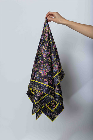 Dries Van Noten Silk Square Floral Scarf - Aubergine at Poepke.com