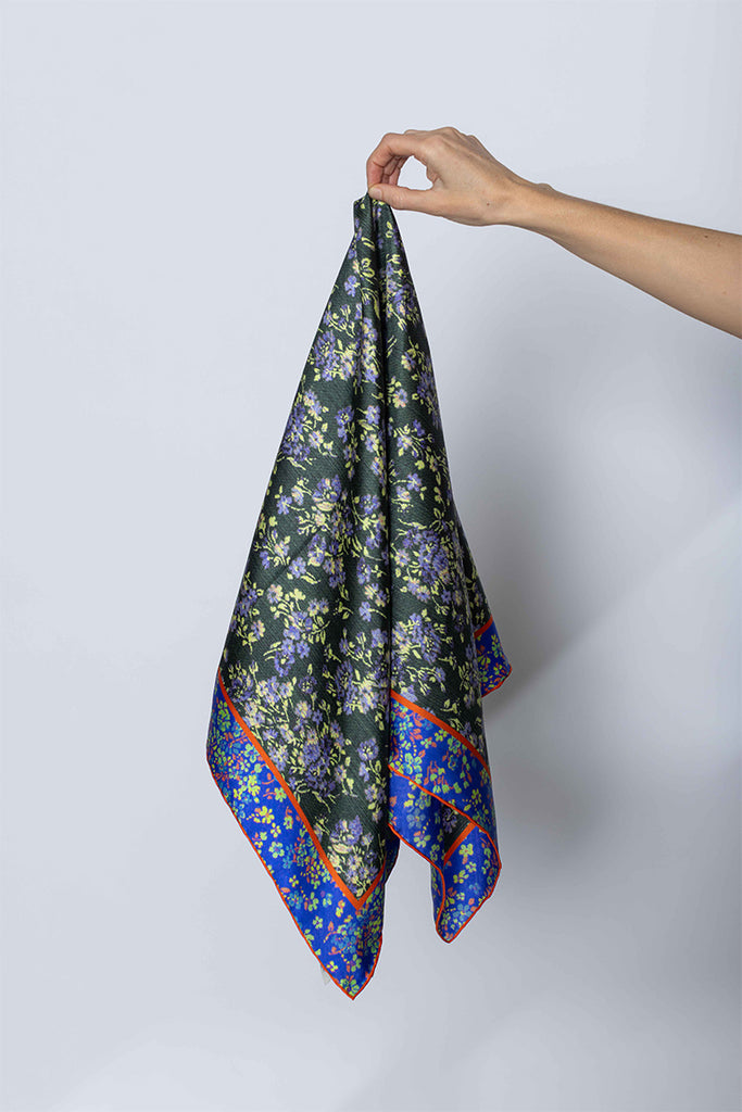 Dries Van Noten Silk Square Floral Scarf - Bottle at Poepke.com