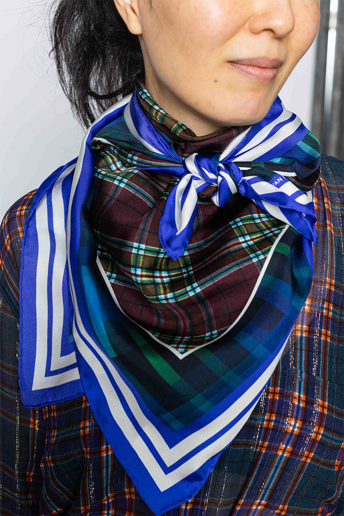 Silk Square Scarf - Blue