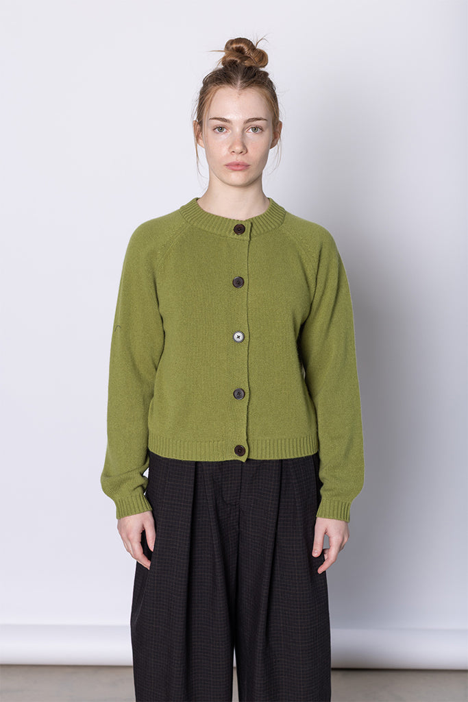 Eden Wool Cashmere Raglan Cardigan - Soft Green