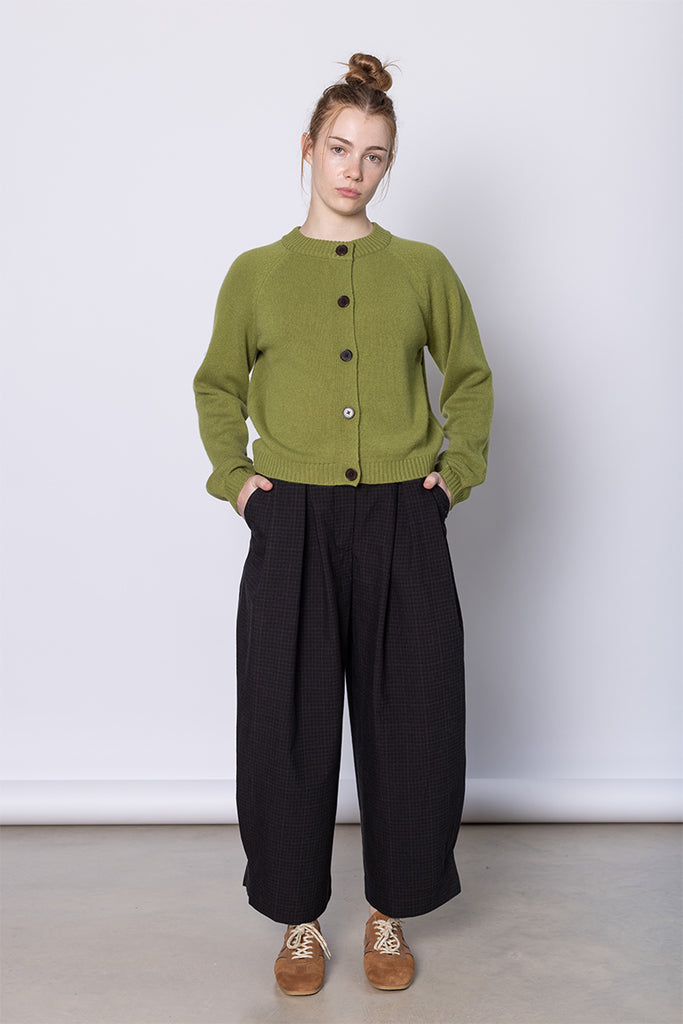 Eden Wool Cashmere Raglan Cardigan - Soft Green