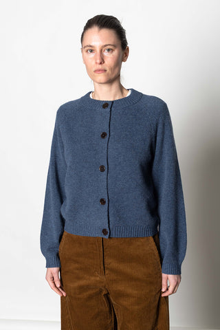 Eden Wool Cashmere Raglan Cardigan - Stormy Blue