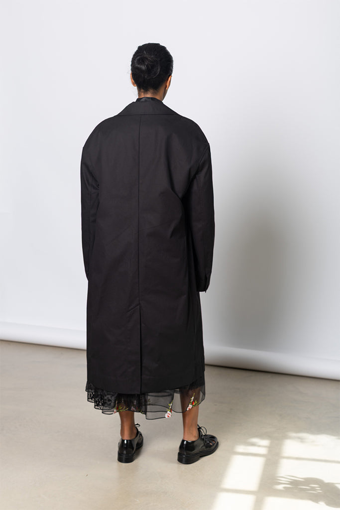 Embellished Boxy Duster Coat - Black/Jet