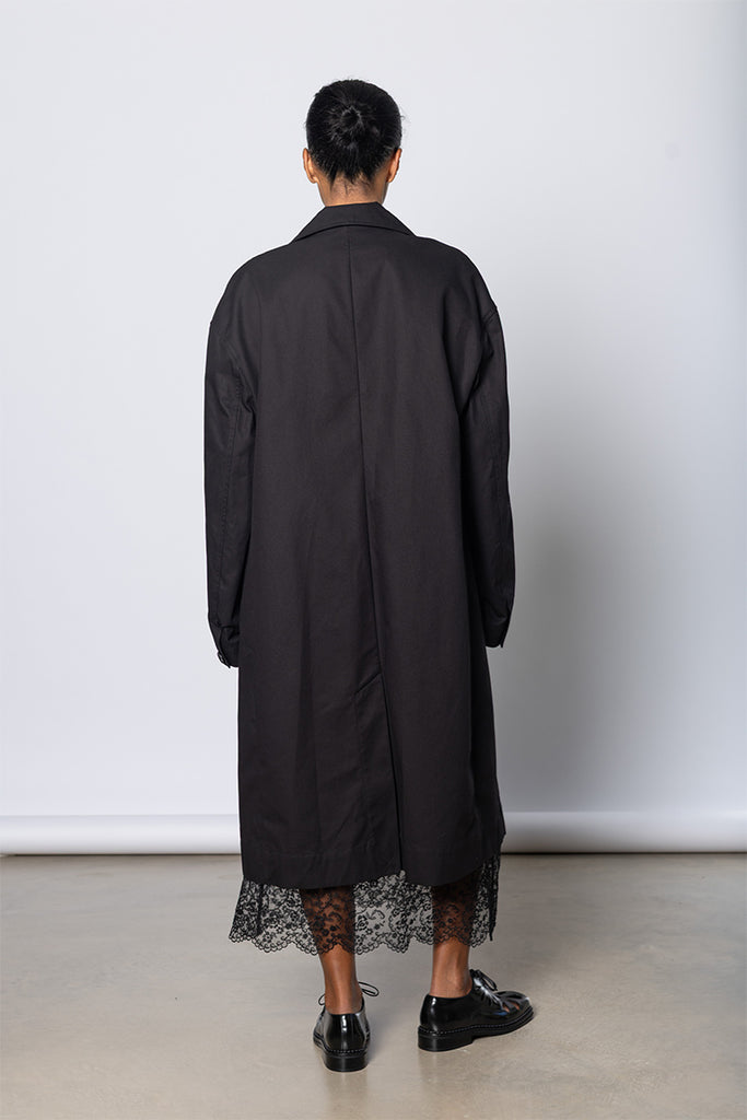 Embellished Boxy Duster Coat - Black/Jet