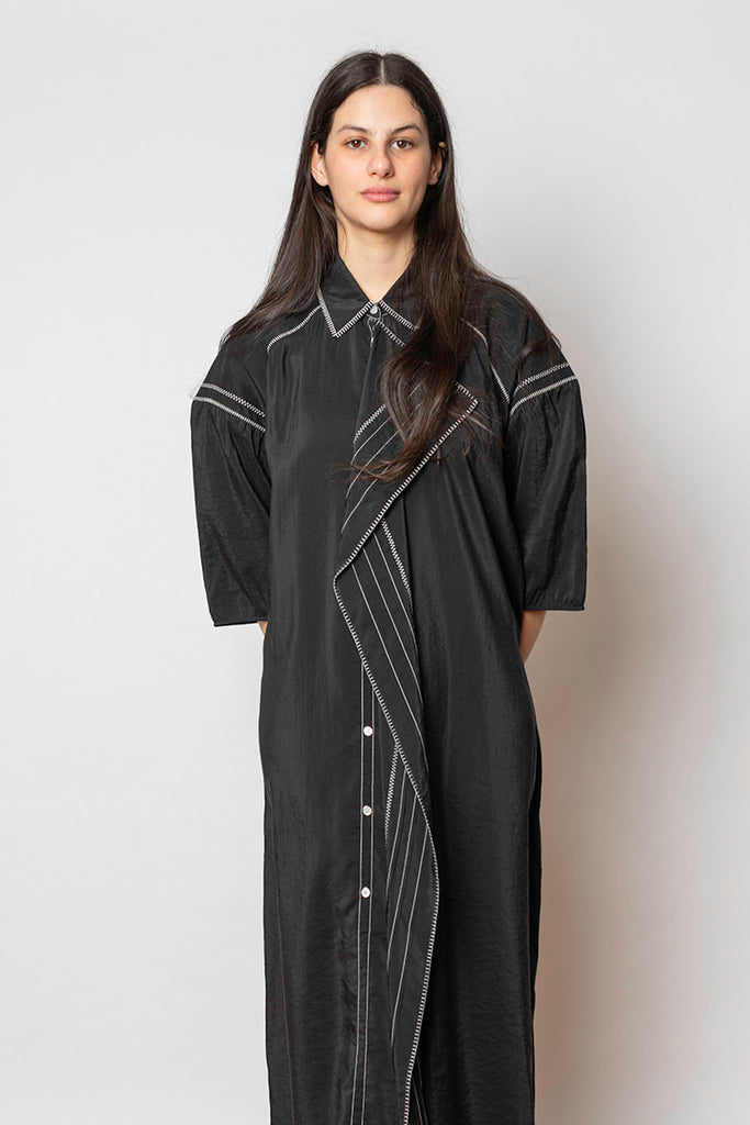 Embroidered Asymmetrical Shirt Dress