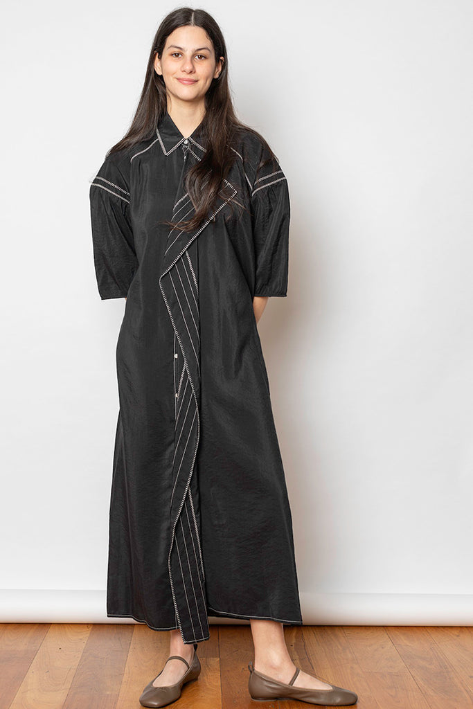 Embroidered Asymmetrical Shirt Dress