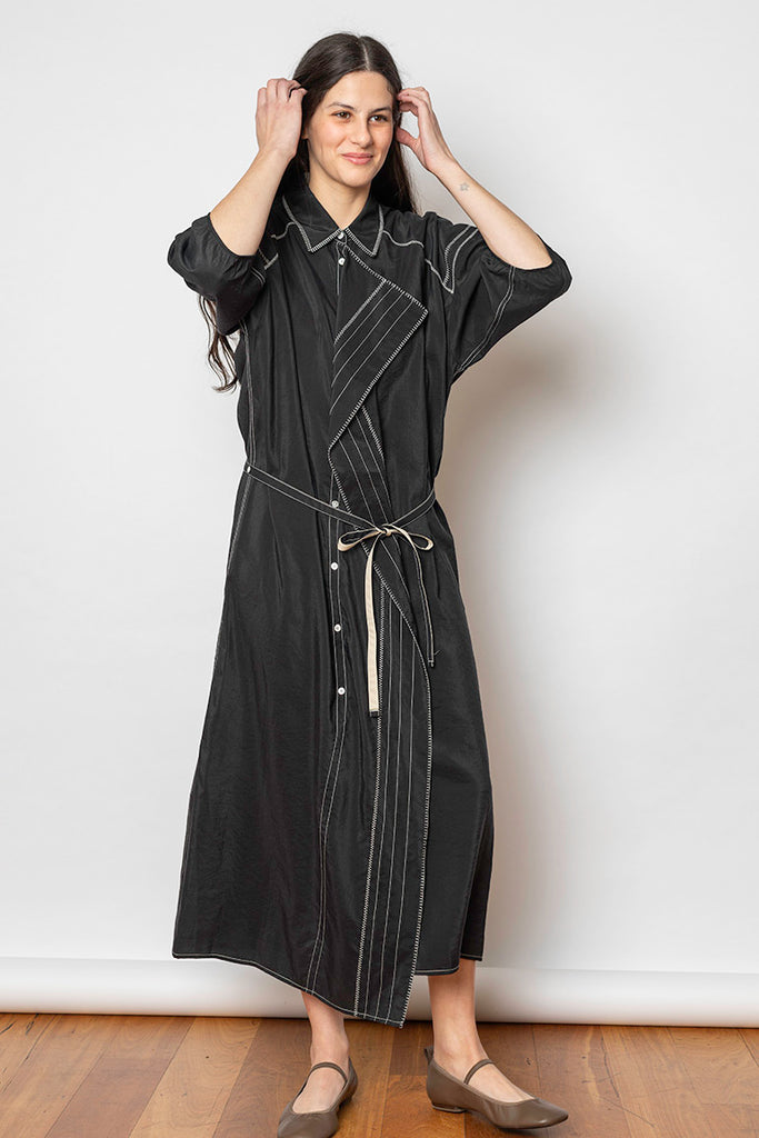 Embroidered Asymmetrical Shirt Dress