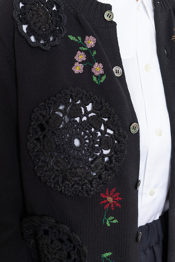 Embroidered Cardigan - Black