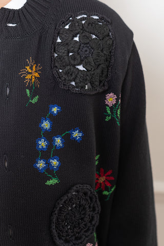 Embroidered Cardigan - Black