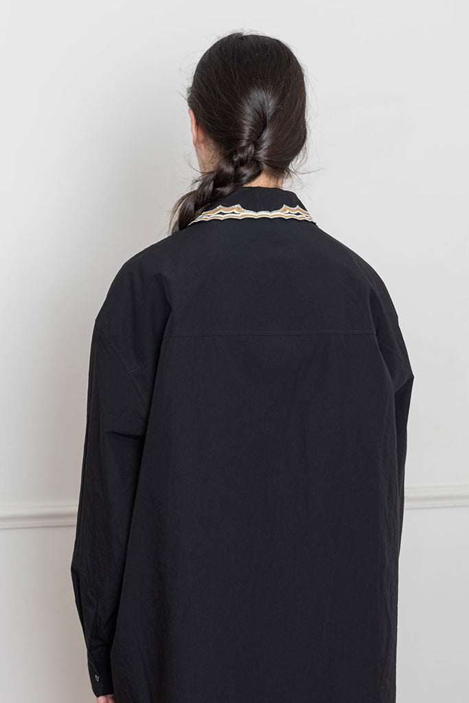 Embroidered Collar Shirt - Black