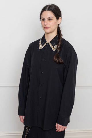 Embroidered Collar Shirt - Black