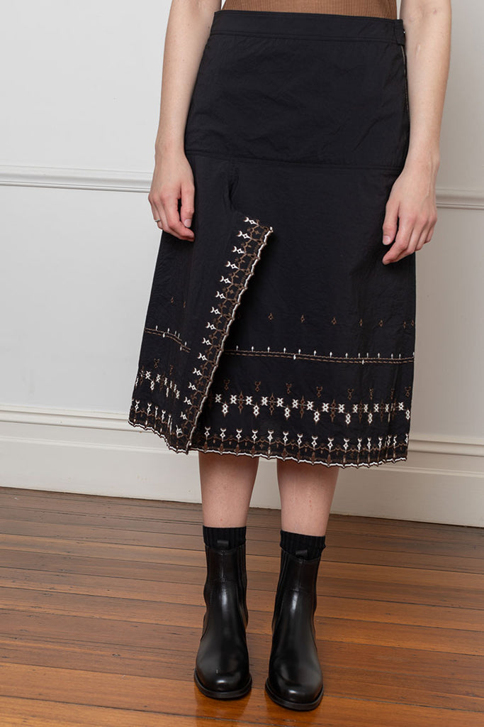 Embroidered Skirt - Black