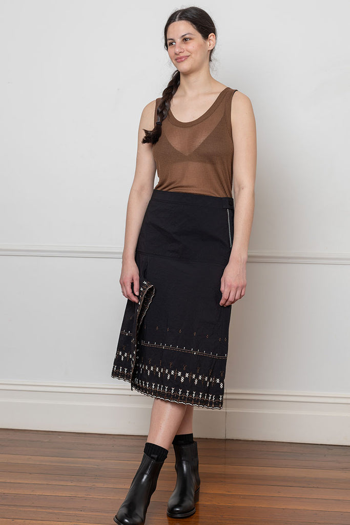 Embroidered Skirt - Black