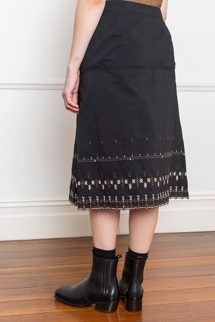 Embroidered Skirt - Black