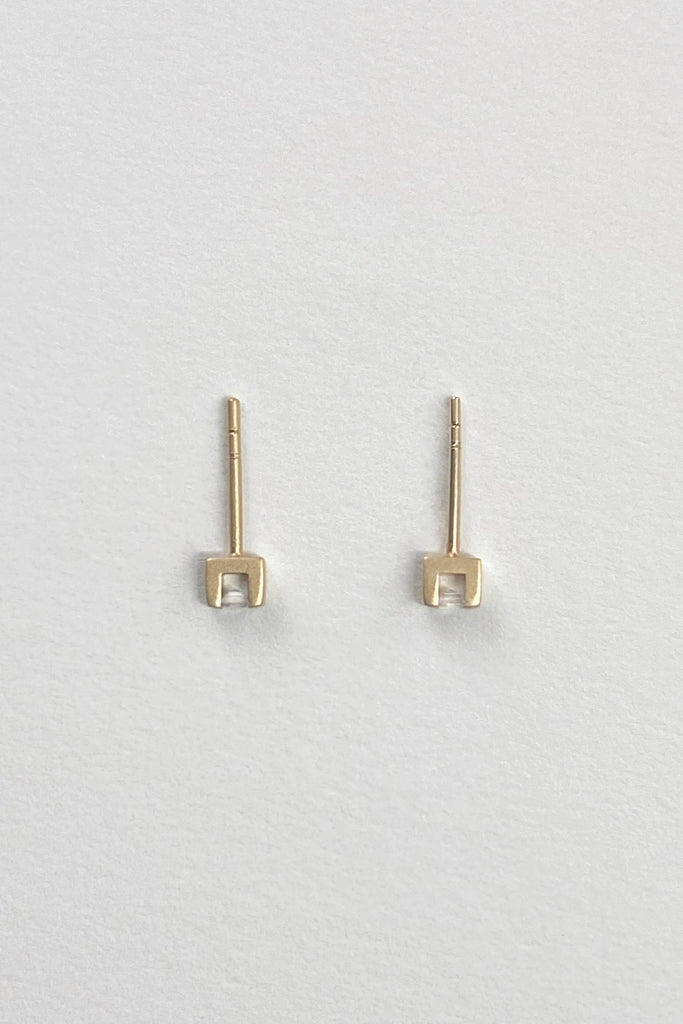 Floating Carre Cut Lab Diamond Earrings - Gold
