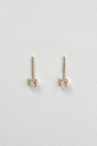Floating Carre Cut Lab Diamond Earrings - Gold