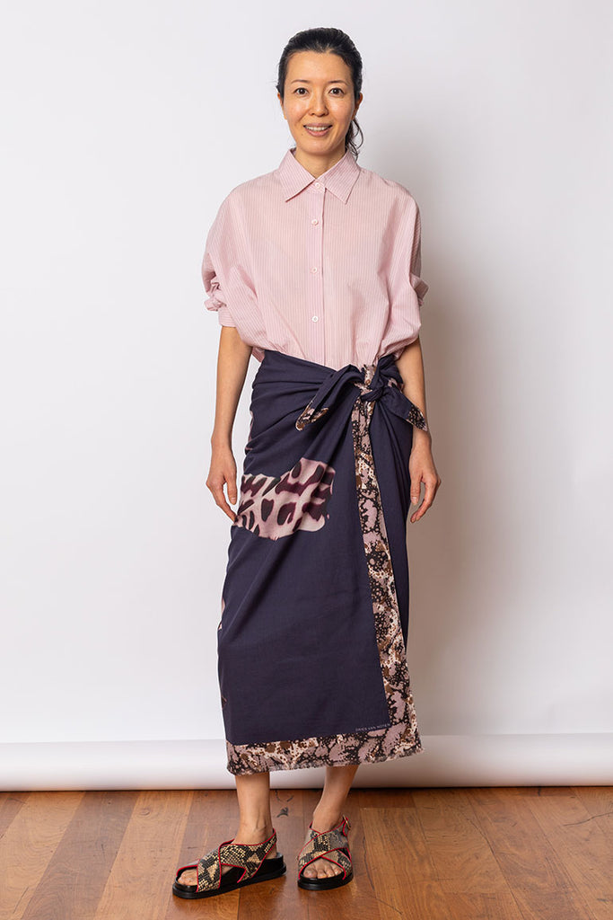 Faaria Printed Pareo - Navy