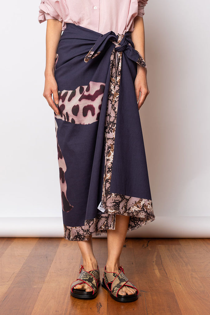 Faaria Printed Pareo - Navy