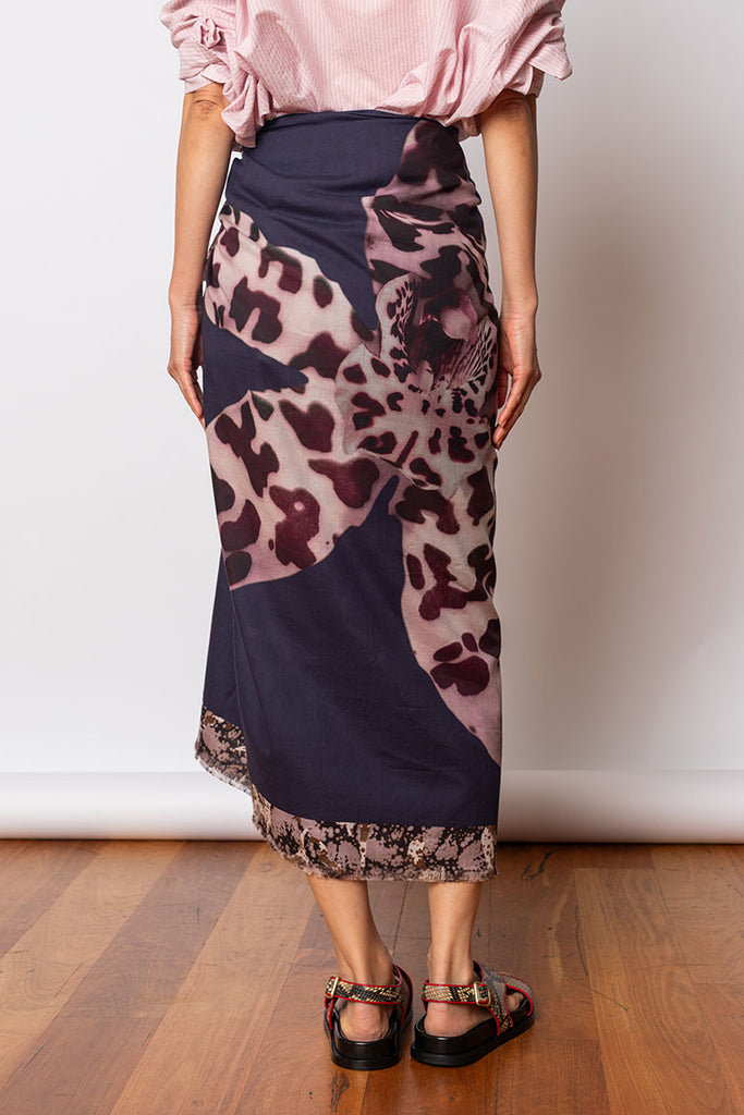 Faaria Printed Pareo - Navy