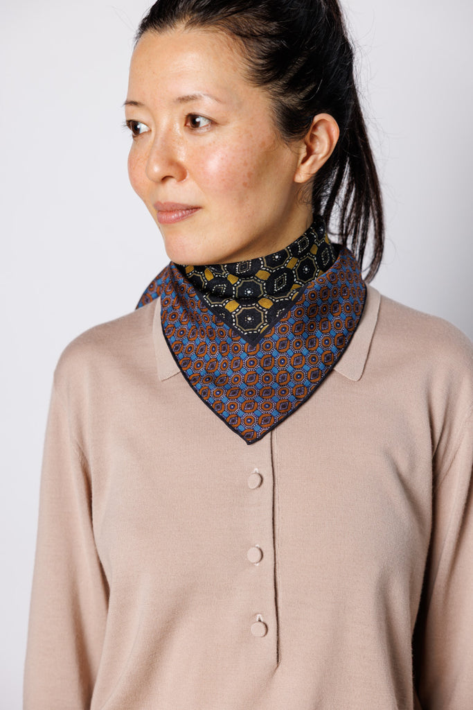Facet Silk Square Scarf - Ocra