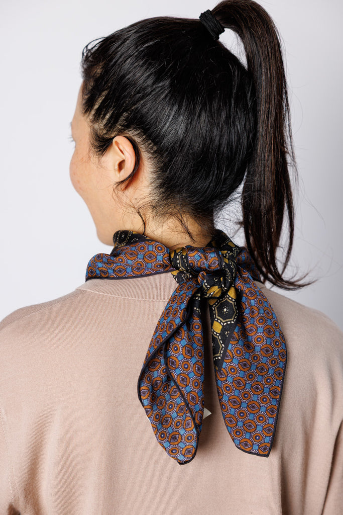 Facet Silk Square Scarf - Ocra