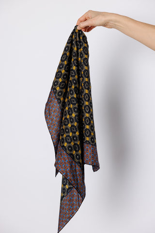 Facet Silk Square Scarf - Ocra
