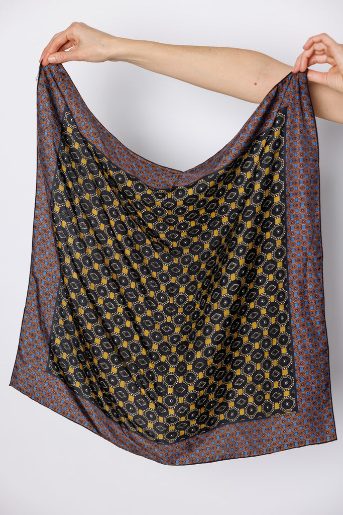 Facet Silk Square Scarf - Ocra