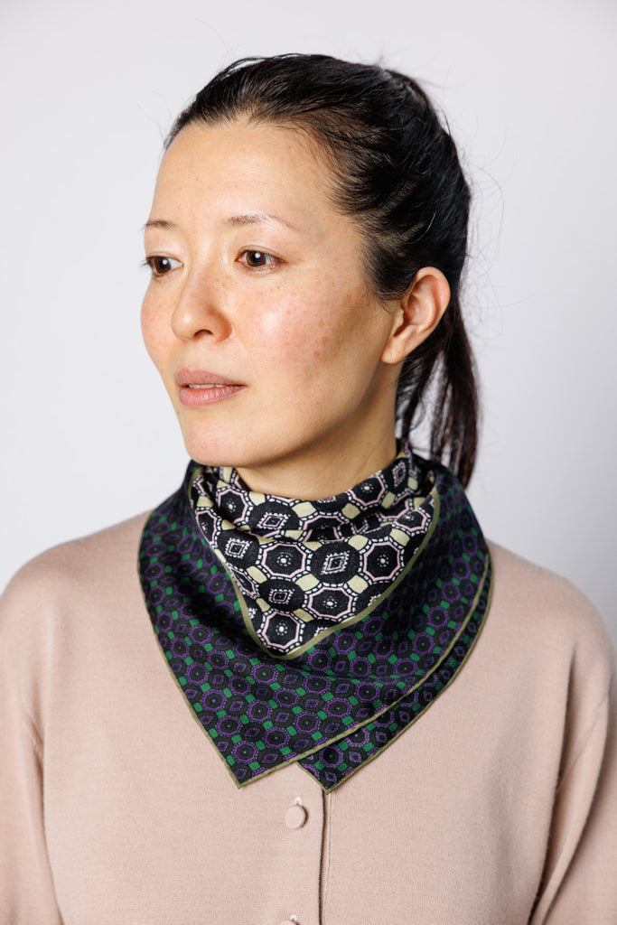 Facet Silk Square Scarf - Pale Yellow