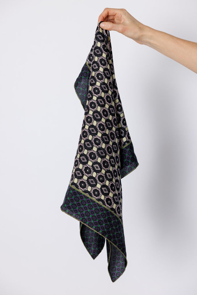 Facet Silk Square Scarf - Pale Yellow