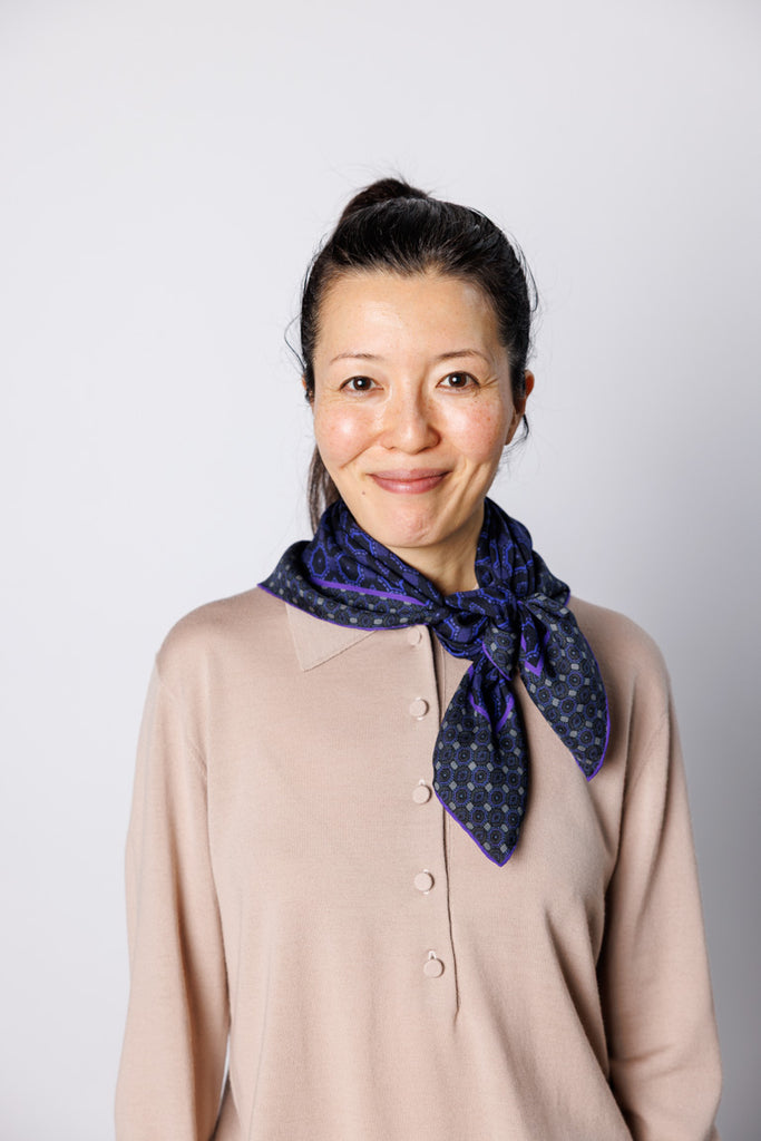 Facet Silk Square Scarf - Purple