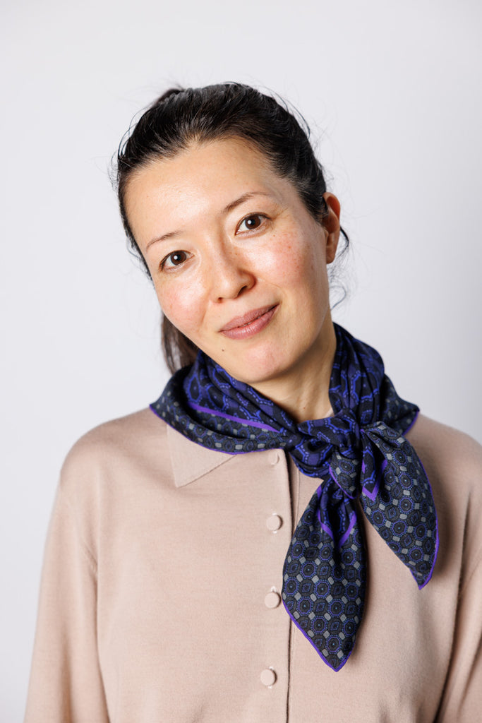Facet Silk Square Scarf - Purple