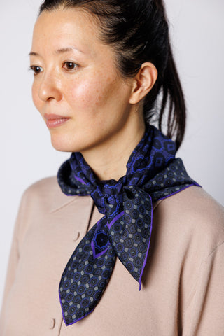 Facet Silk Square Scarf - Purple