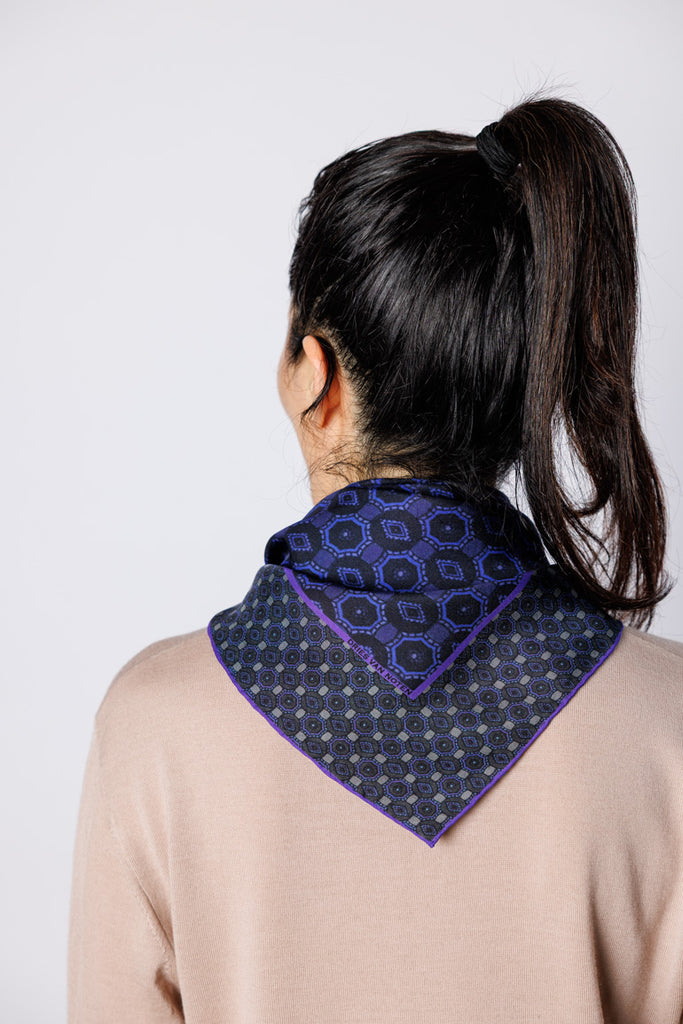 Facet Silk Square Scarf - Purple