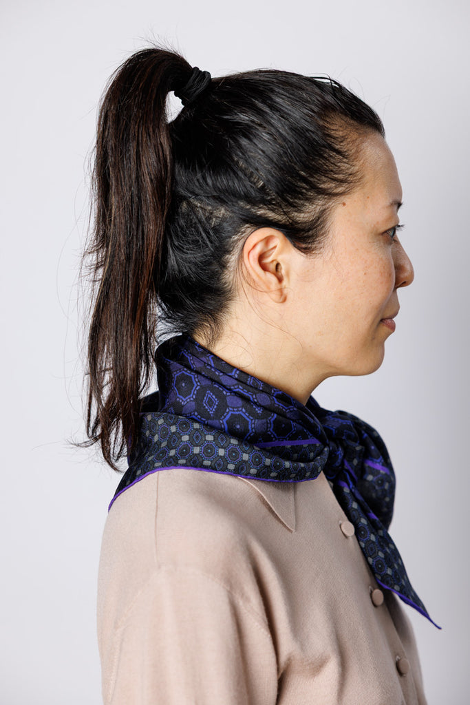 Facet Silk Square Scarf - Purple