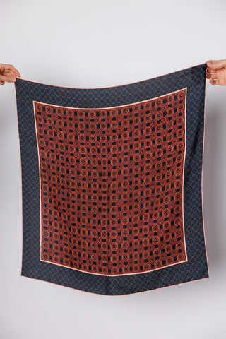 Facet Silk Square Scarf - Rust