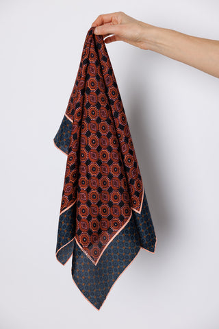 Facet Silk Square Scarf - Rust