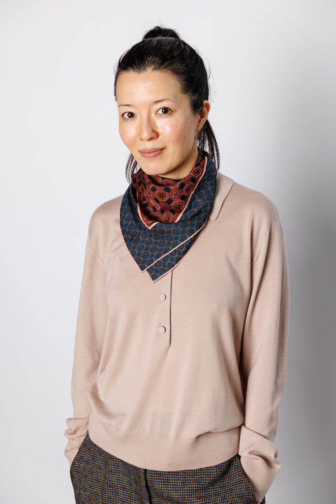 Facet Silk Square Scarf - Rust
