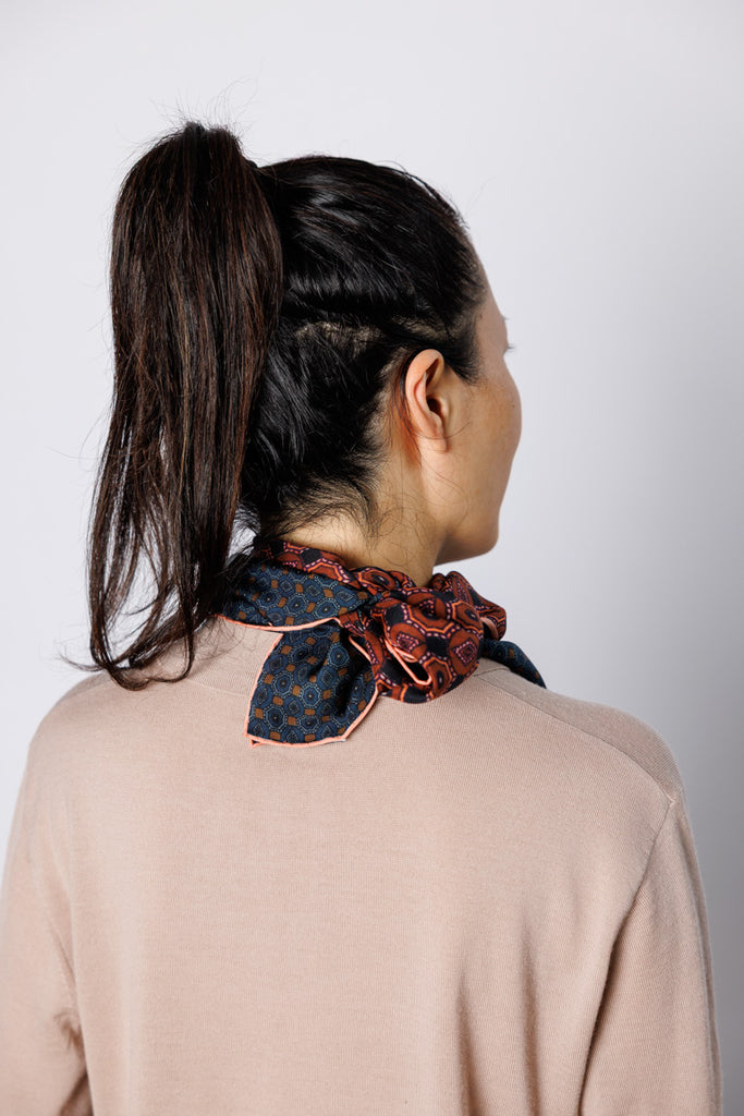 Facet Silk Square Scarf - Rust