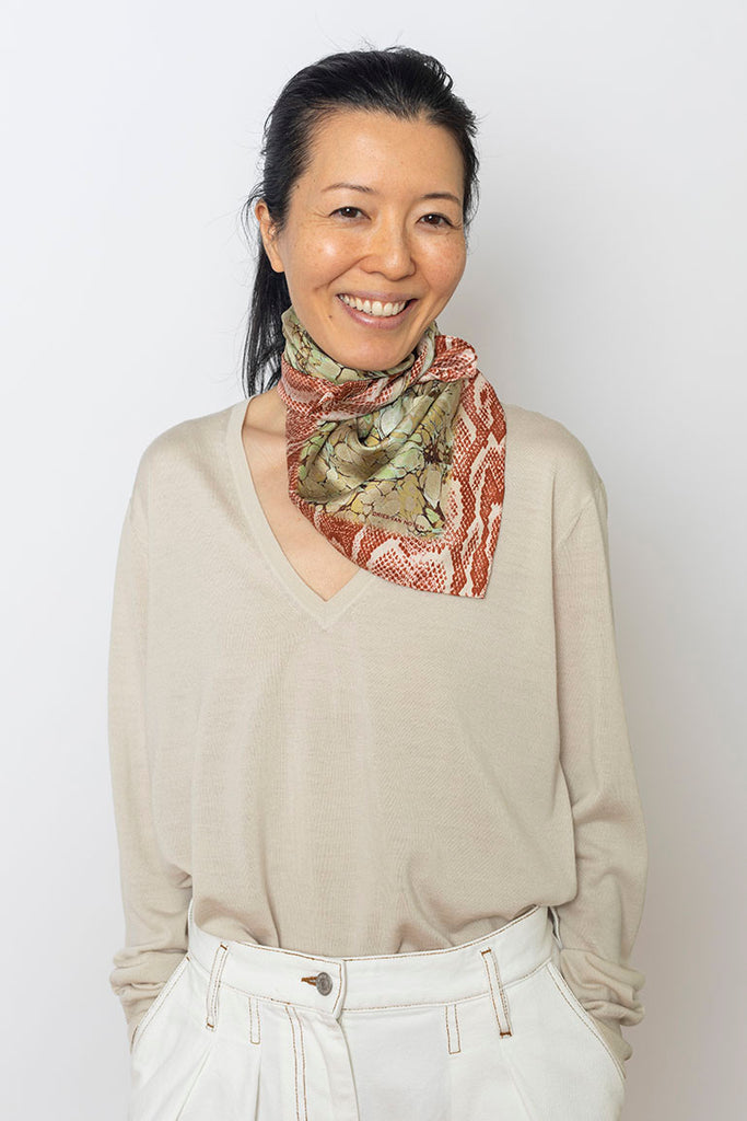 Fallyn Printed Silk Scarf - Lime