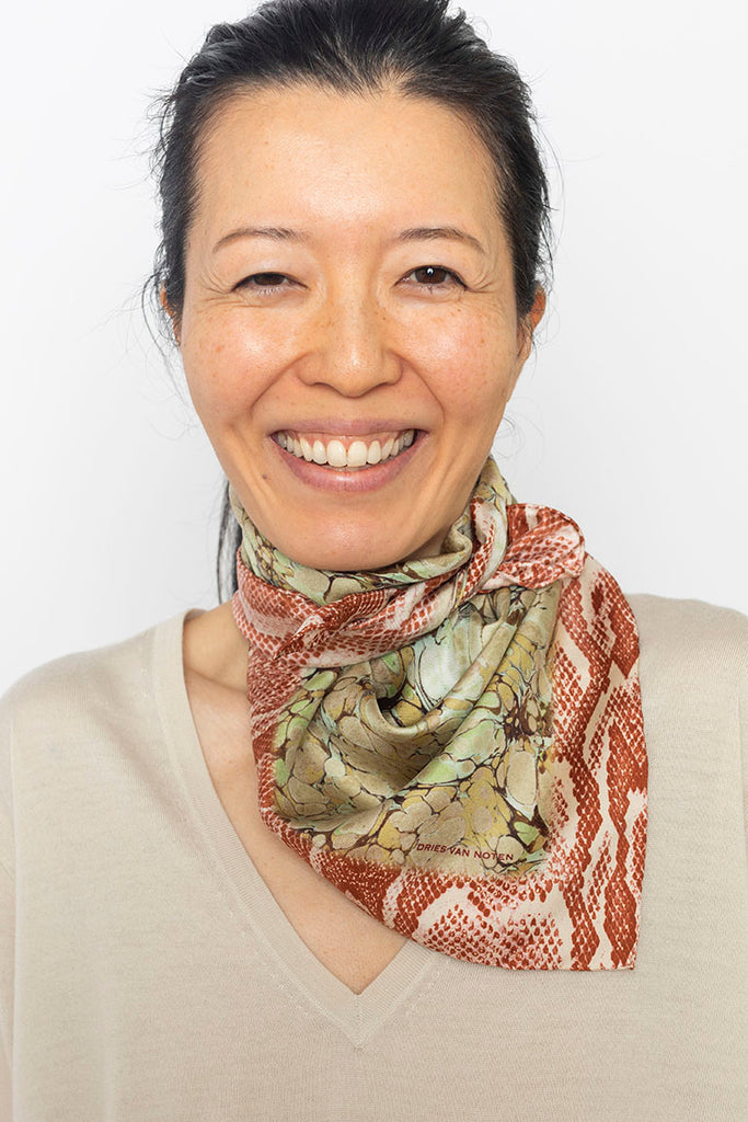 Fallyn Printed Silk Scarf - Lime
