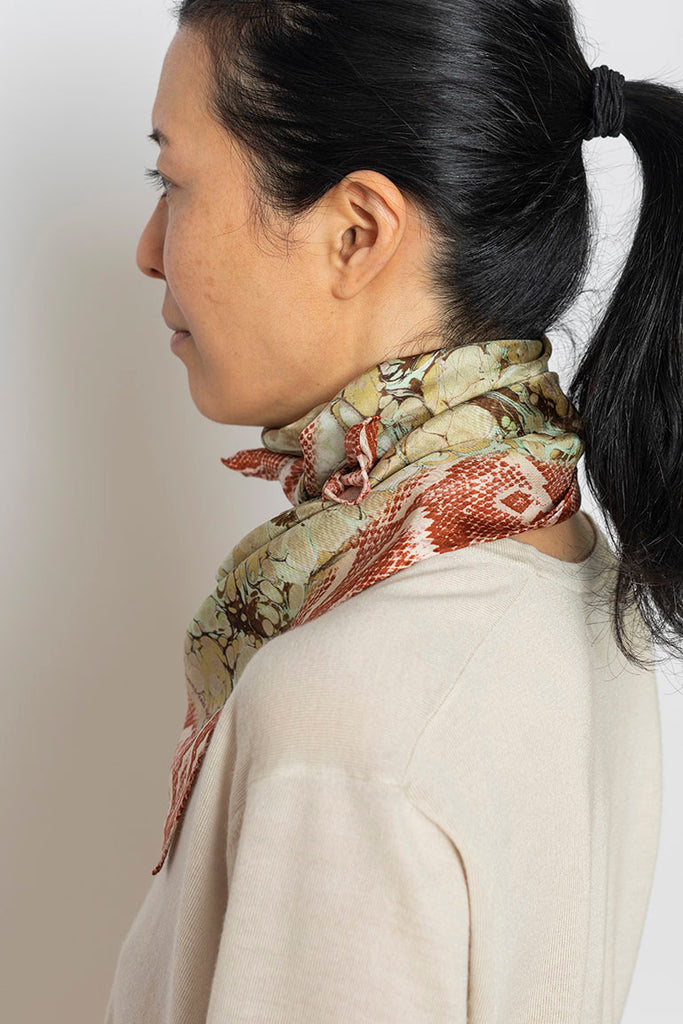 Fallyn Printed Silk Scarf - Lime