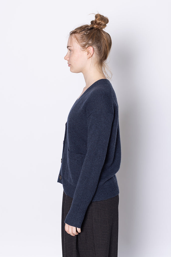 Ffion Wool Cashmere Boxy Cardigan - Darkest Navy