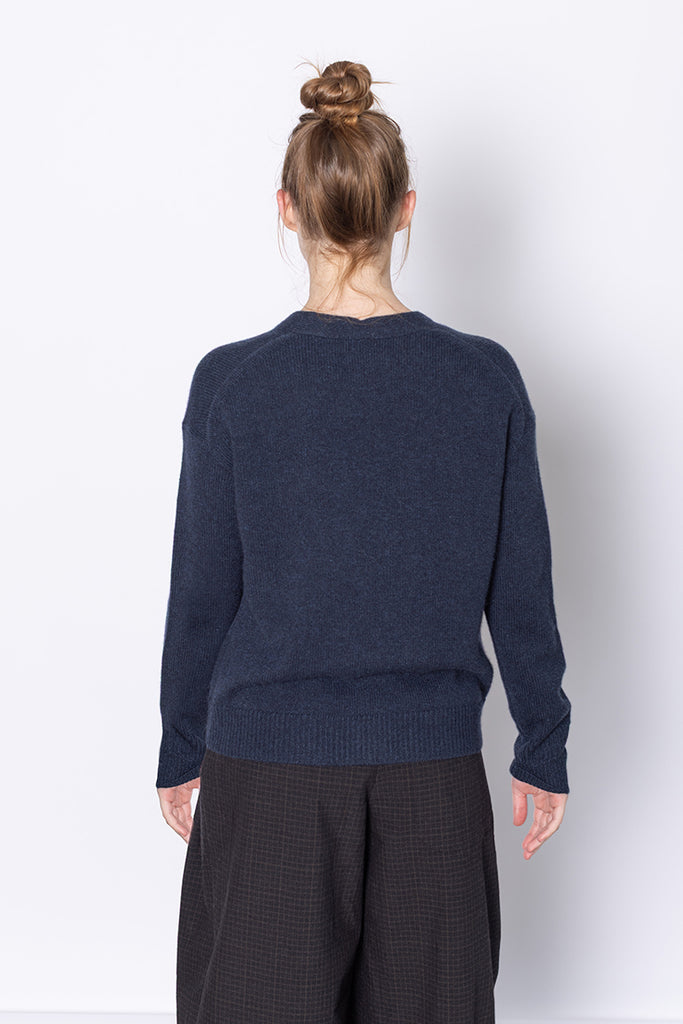 Ffion Wool Cashmere Boxy Cardigan - Darkest Navy