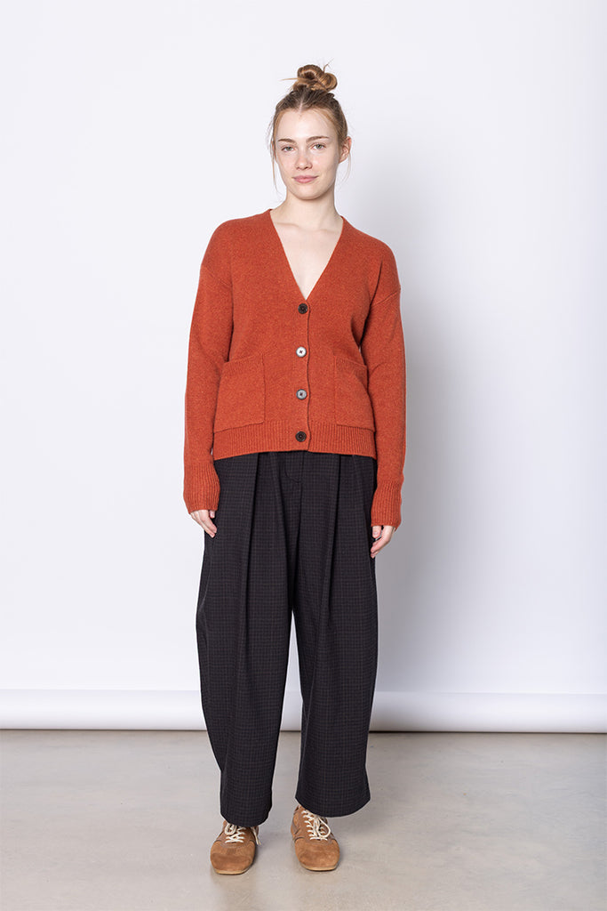 Ffion Wool Cashmere Boxy Cardigan - Terracotta