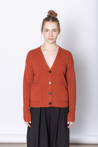 Ffion Wool Cashmere Boxy Cardigan - Terracotta